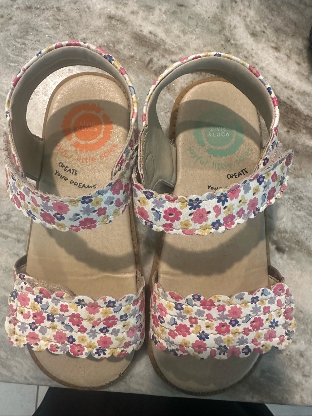 Livie & Luca Pink Floral Double-Strap Sandals